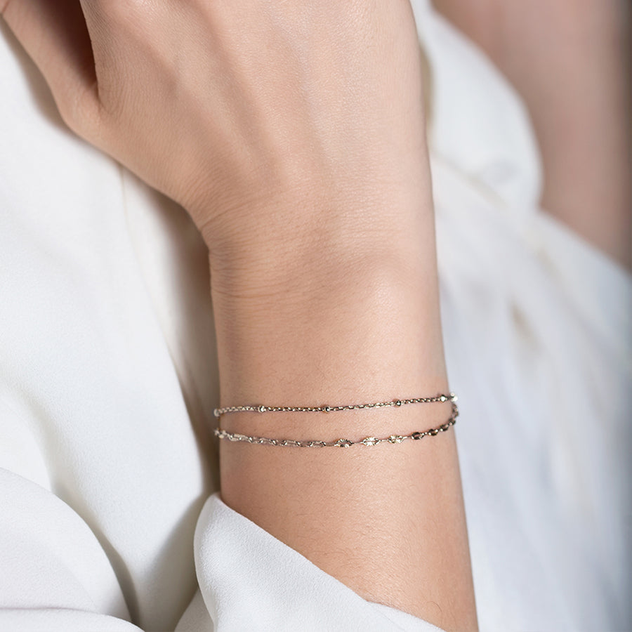 ■ENGBROX■ silver925 hailey chain layered bracelet EBBL2501 Dainty Double Layered Bracelet, Delicate Silver Chain