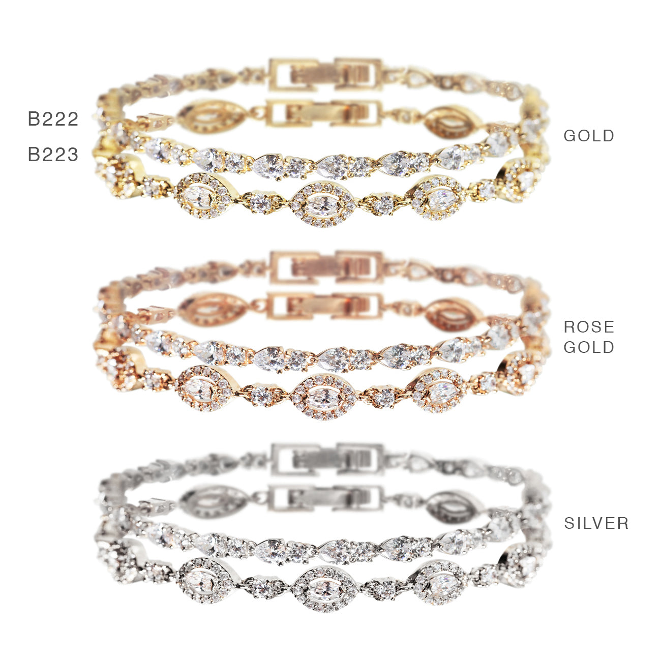 Mosaic Crystal & Daisy Marquise Tennis Bracelets