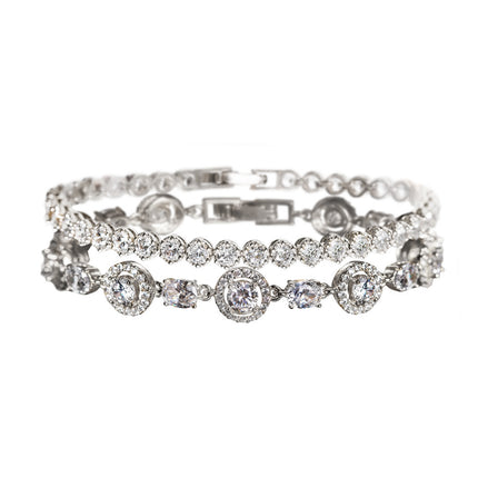 Sophia Halo CZ & Regal Tennis Bracelets