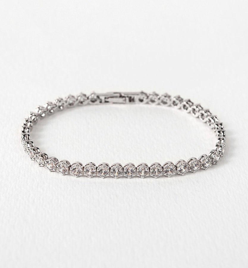Bridal Tennis Bracelets | Dainty Crystal White Gold Bracelet