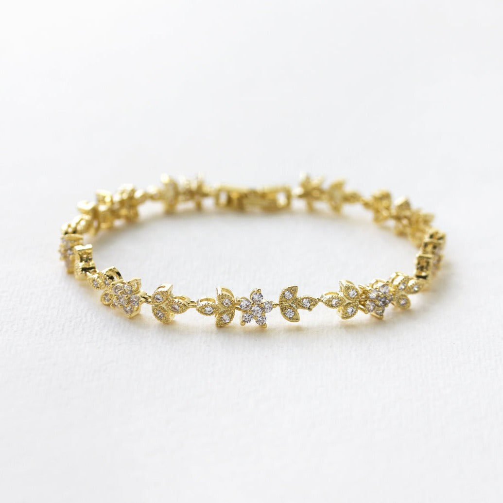 Aria Floral Crystal Bracelet - Amy O. Bridal
