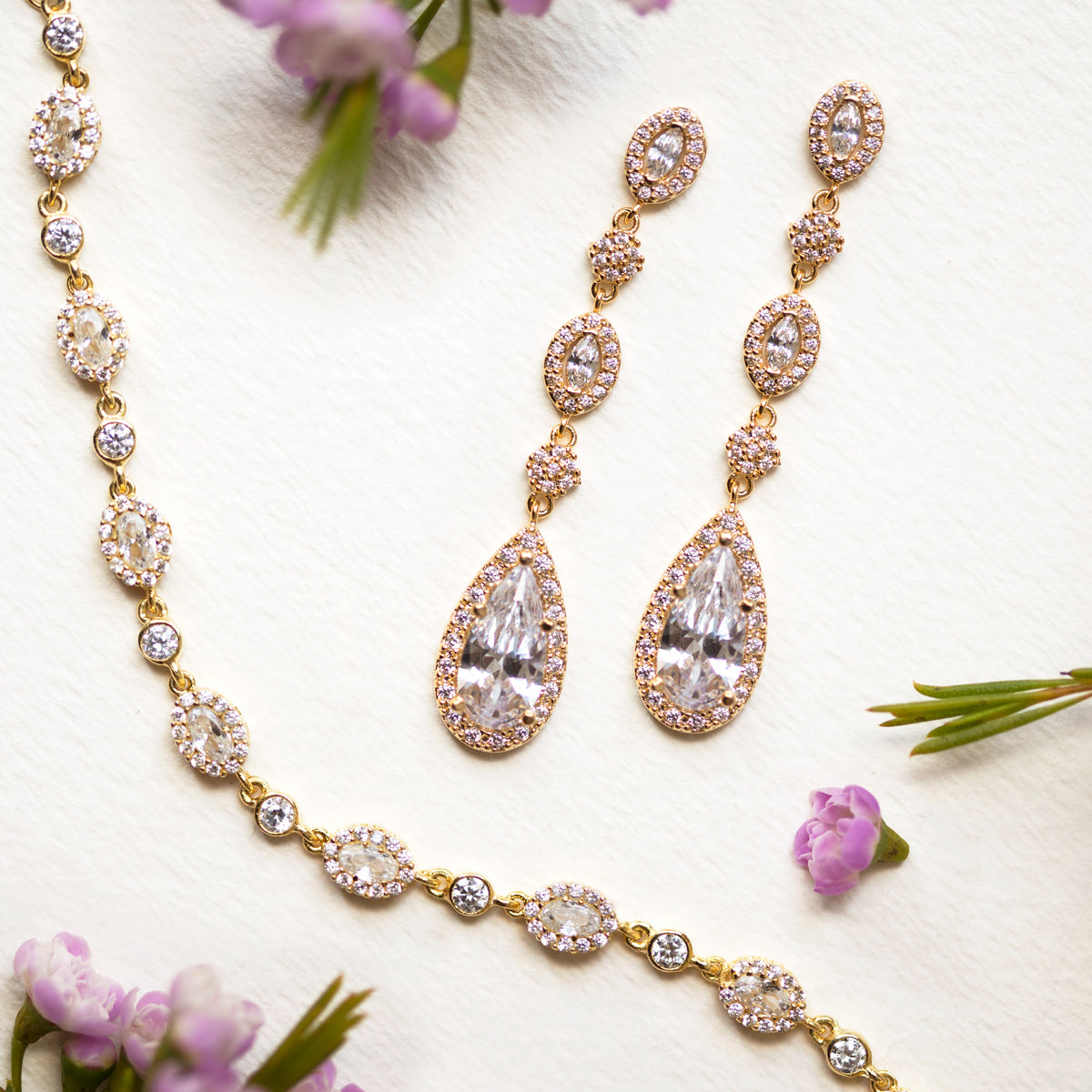 Daisy Long Drop Earrings - Amy O. Bridal