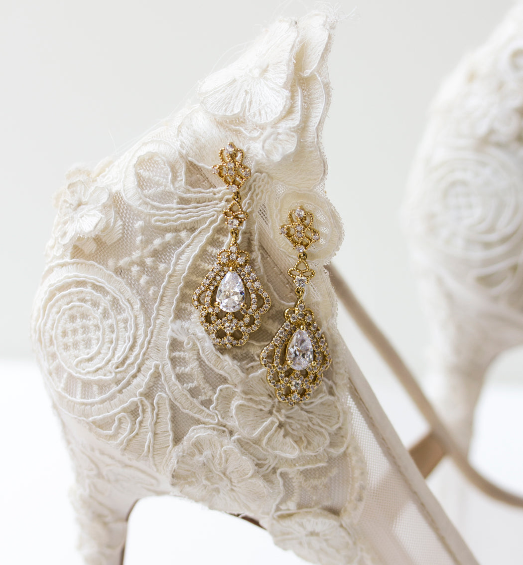 Deco Vintage Drop Earrings - Amy O. Bridal