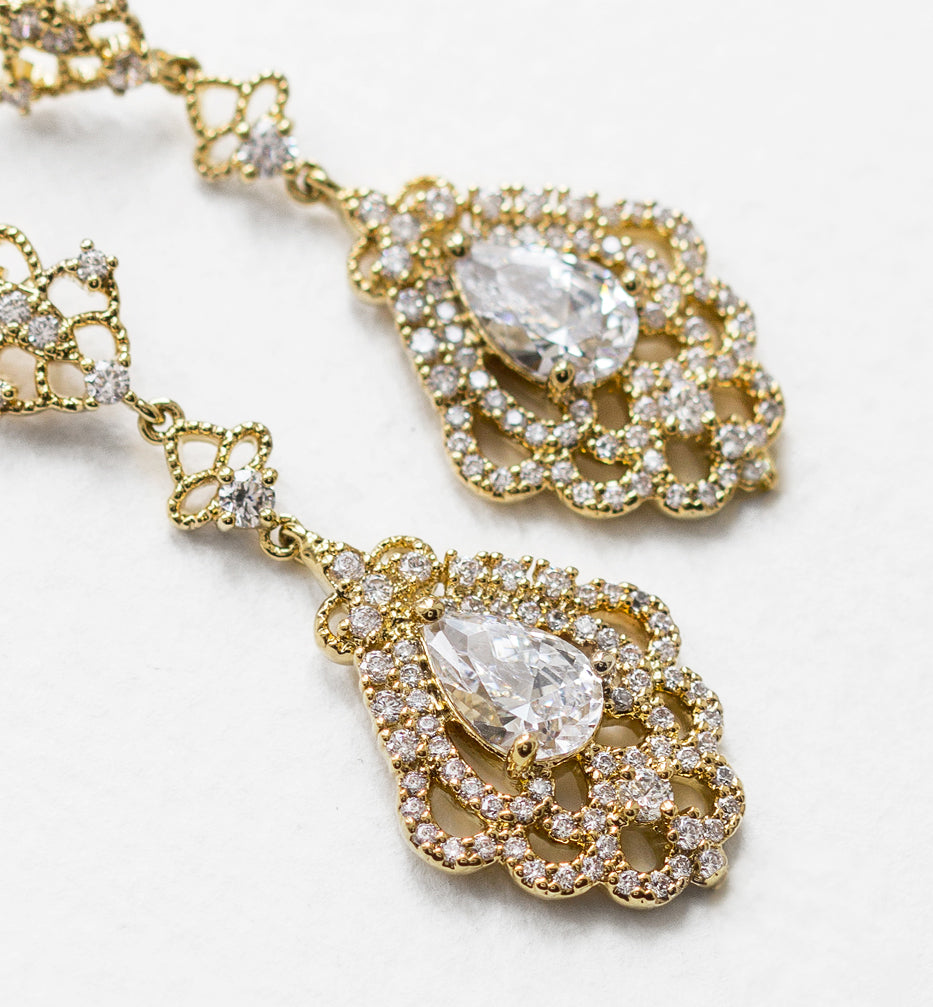 Deco Vintage Drop Earrings - Amy O. Bridal