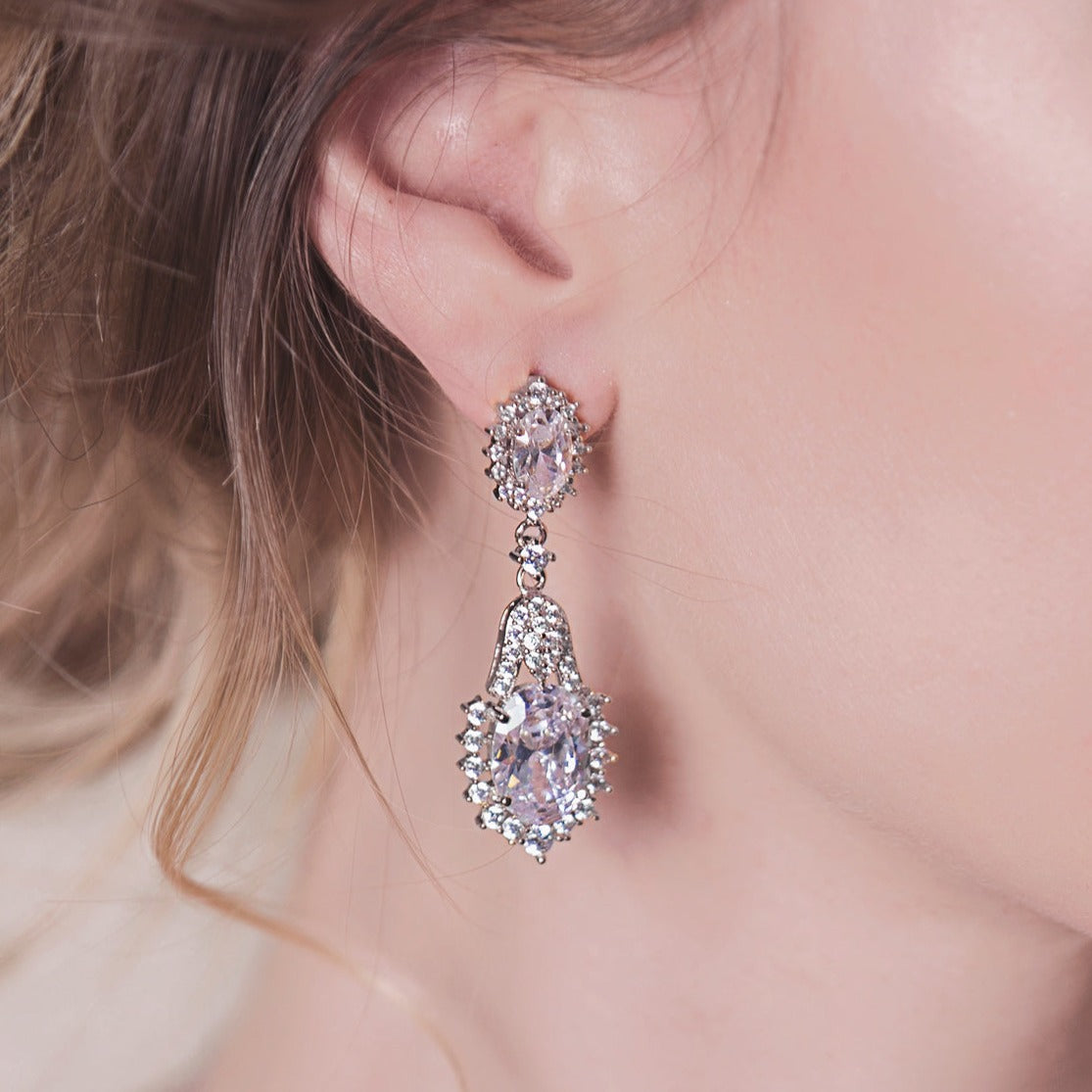 Cleo Crystal Drop Earrings - Amy O. Bridal