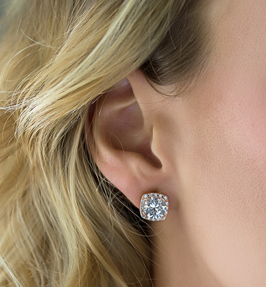 Beau Cushion Stud Earrings - Amy O. Bridal