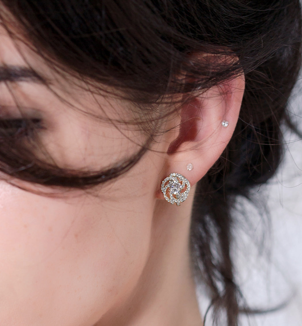 Flora Clip On Stud Earrings - Amy O. Bridal