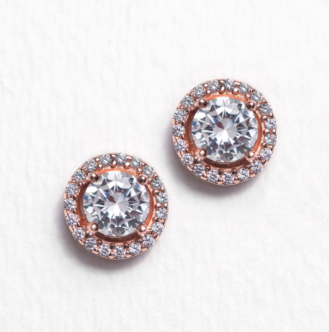 Sophia Halo Stud Earrings - Amy O. Bridal