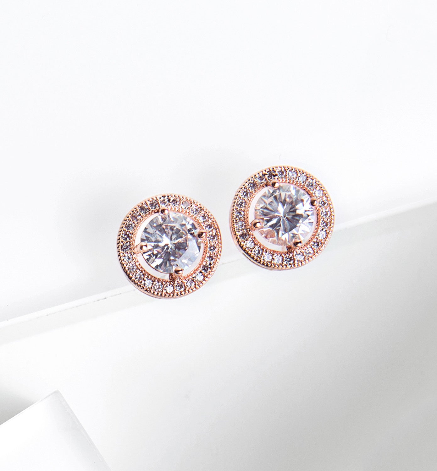 Sophia Halo Stud Earrings - Amy O. Bridal