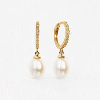 Freshwater Pearl Pave Hoops