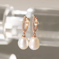 Freshwater Pearl Pave Hoops