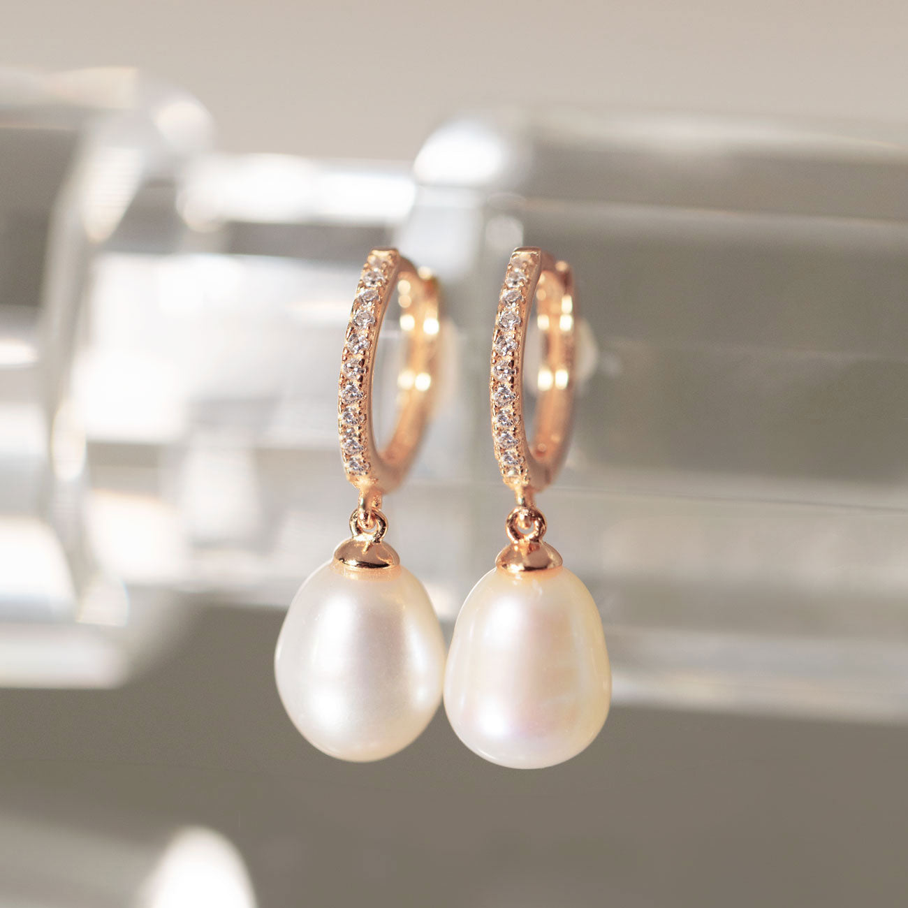Freshwater Pearl Pave Hoops
