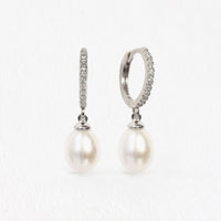 Freshwater Pearl Pave Hoops