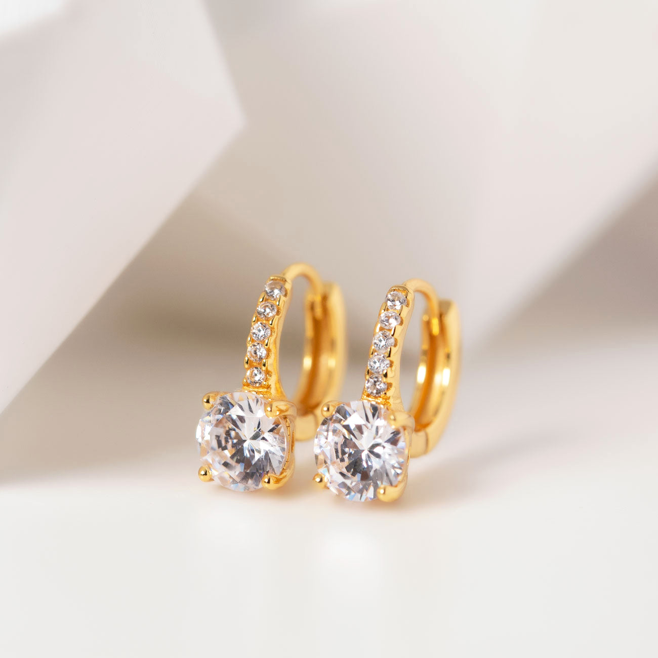Tiny Solitaire Huggie Earrings
