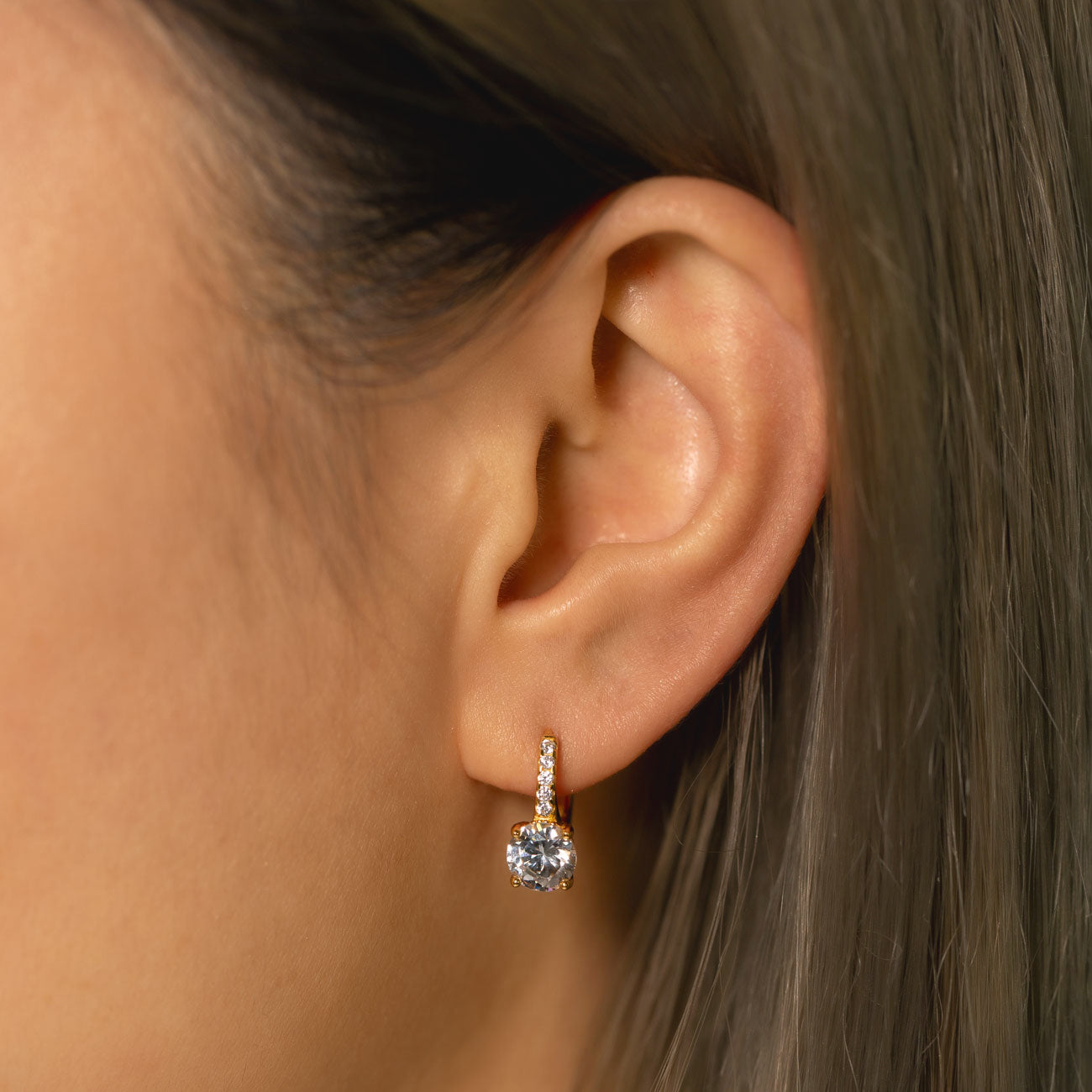 Tiny Solitaire Huggie Earrings