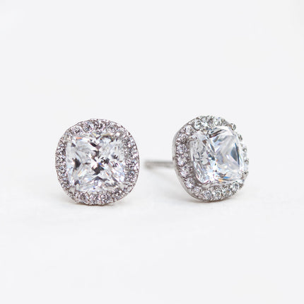 Cushion Halo Stud Earrings