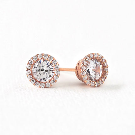 Sophia Petite Round Halo Stud Earrings