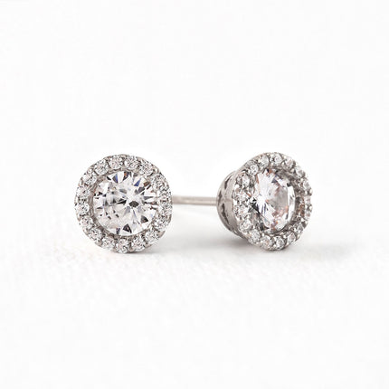 Sophia Petite Round Halo Stud Earrings