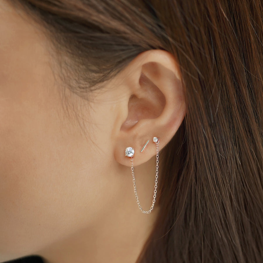送料税込【AMY O】Mini Crystal Beaded Studs Set (3色)国内発送 Tiny Crystal Studs in Titanium