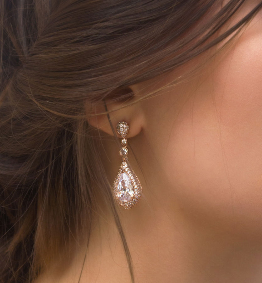 Ayelet Rose Gold Oval Drop Earrings