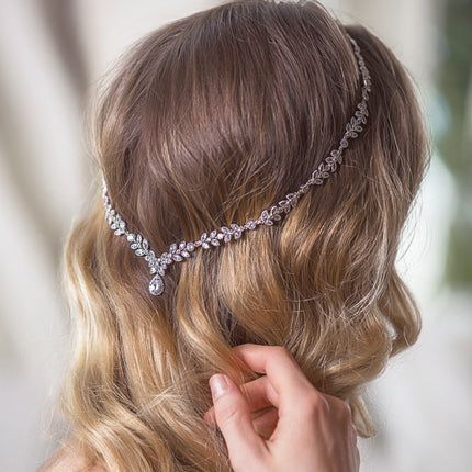 Boho Crystal Leaf Hair Vine Halo