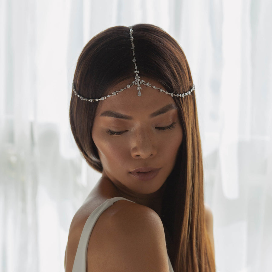 Bollywood Indian Matha Patti Headpiece | Swarovski Silver  display picture 3