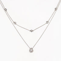 Crystal Chain Teardrop Layered Necklace
