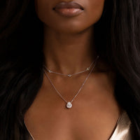 Crystal Chain Teardrop Layered Necklace