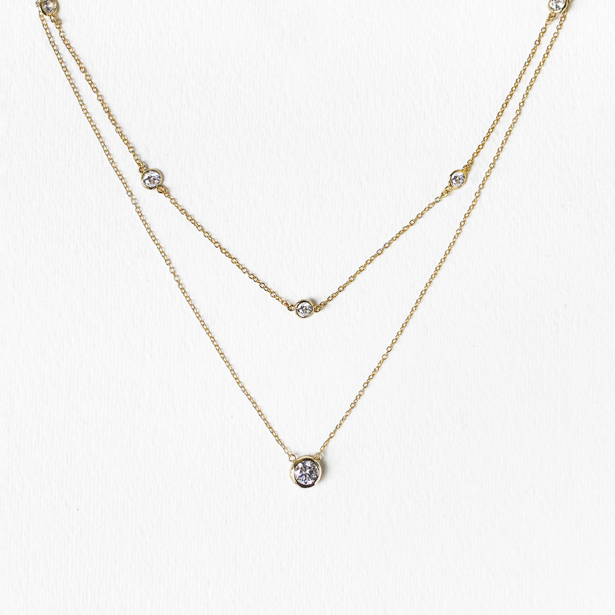 caption:Crystal Chain Round Layered Necklace