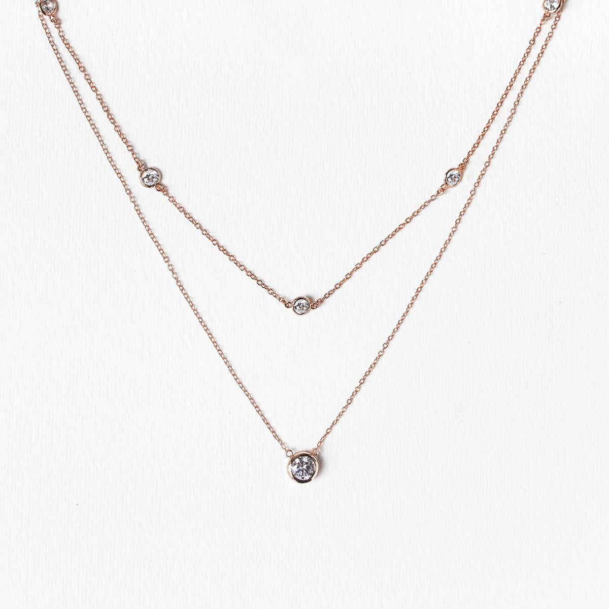 caption:Crystal Chain Round Layered Necklace