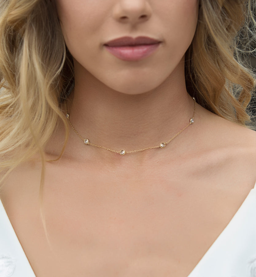 Dainty choker necklace gold discount