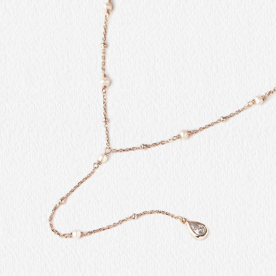 Long Chain Lariat Y Necklace For Women, Sterling Silver, Rose Gold, 14 –  Glass Palace Arts