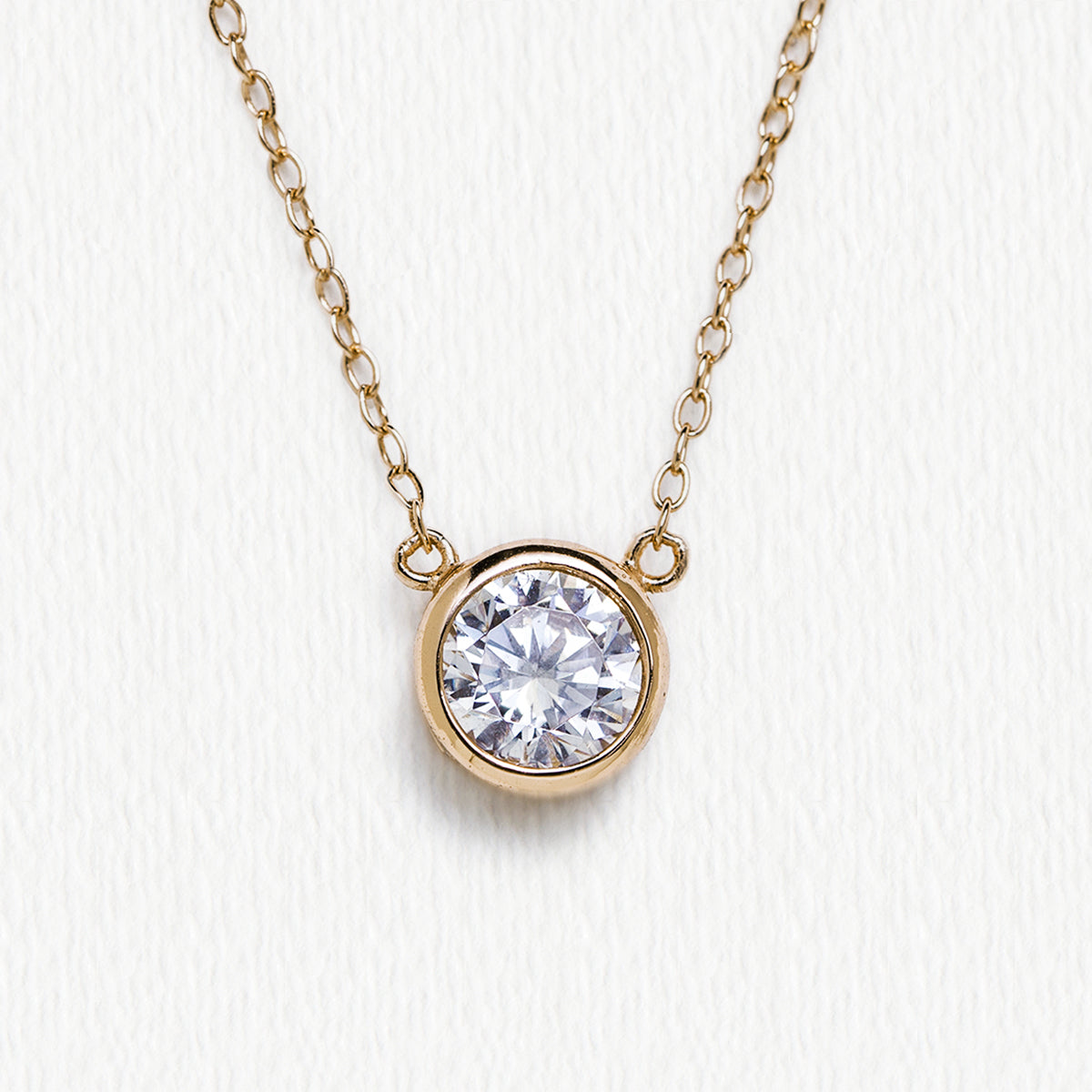 Gold Solitaire Pendant Necklace