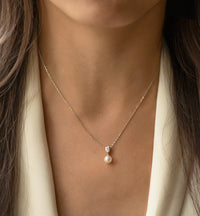 Halo Freshwater Pearl Pendant Necklace - Amy O. Bridal