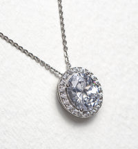 Ovali Halo Pendant Necklace - Amy O. Bridal