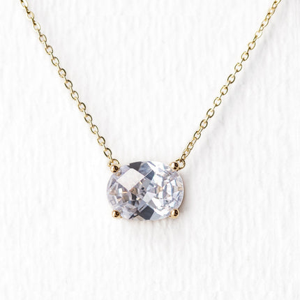 Noelle Solitaire Oval Crystal Pendant