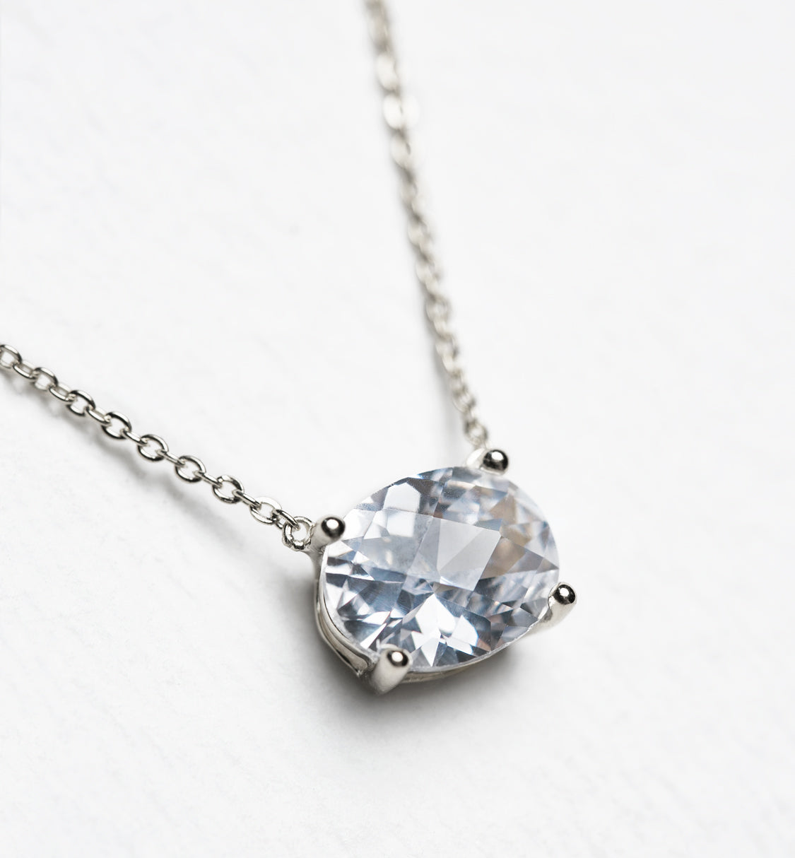 Noelle Solitaire Oval Crystal Pendant - Amy O. Bridal