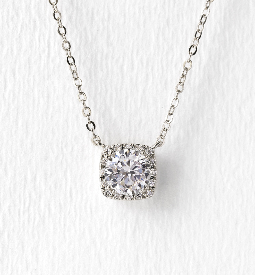 Beau Cushion Pendant Necklace - Amy O. Bridal