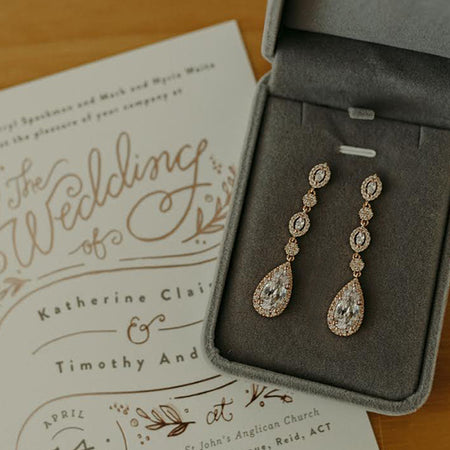 Daisy Long Drop Earrings - Amy O. Bridal