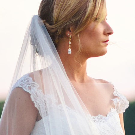 Daisy Long Drop Earrings - Amy O. Bridal