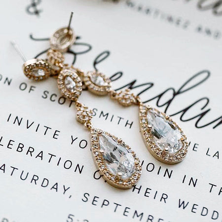 Daisy Long Drop Earrings - Amy O. Bridal