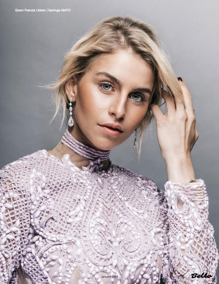 Caroline Daur wearing Long Drop Earrings