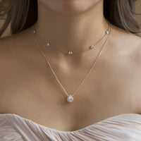 Crystal Chain Teardrop Layered Necklace
