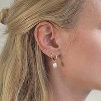 Freshwater Pearl Pave Hoops