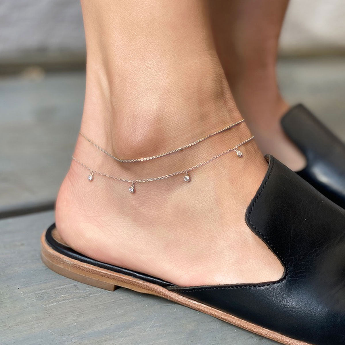 Tiny Crystal Dangle Anklet