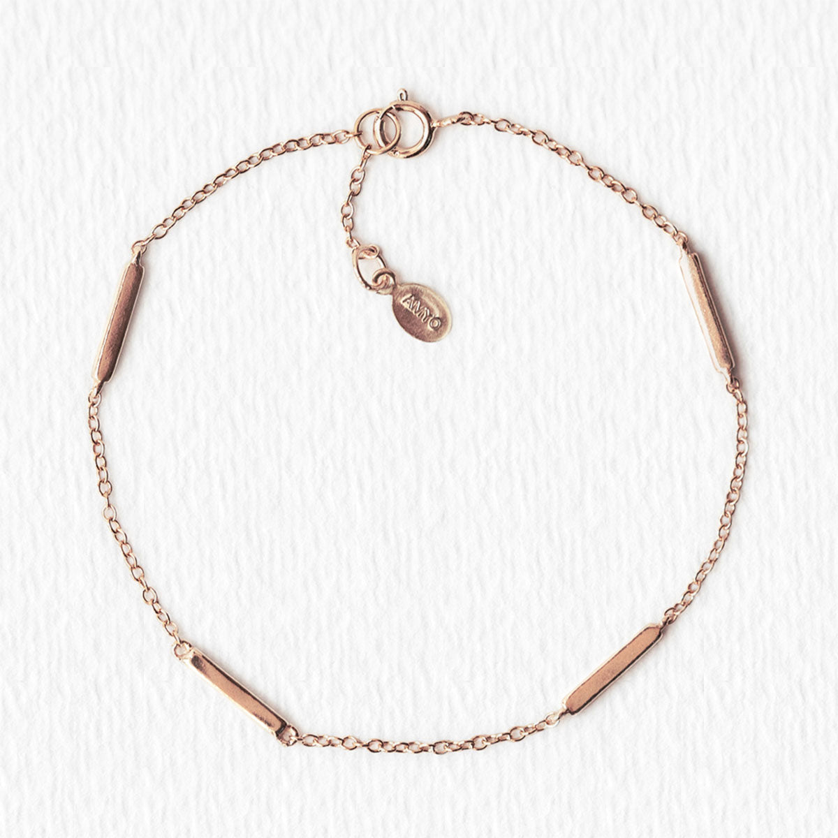Inez Initial Bracelet/anklet With 0.2 Ct Heart Diamond Shape- Rose Gold  Vermeil - Oak & Luna