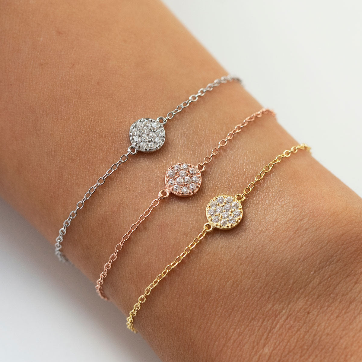 Petite Pave Disc Bracelet