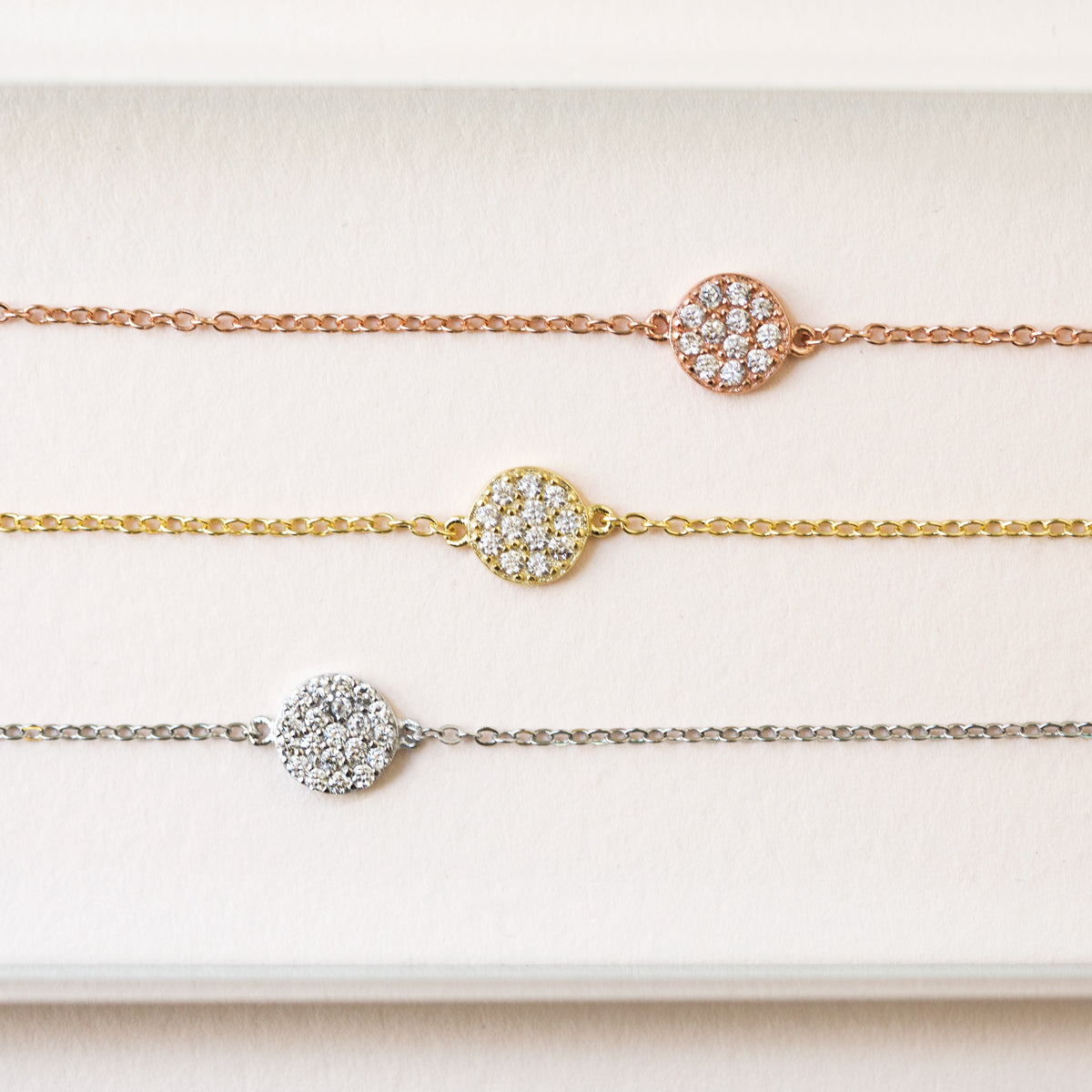 Petite Pave Disc Bracelet