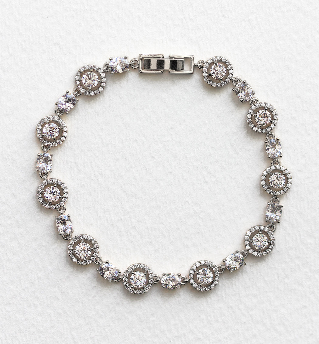 Sophia Halo CZ Tennis Bracelet - Amy O. Bridal