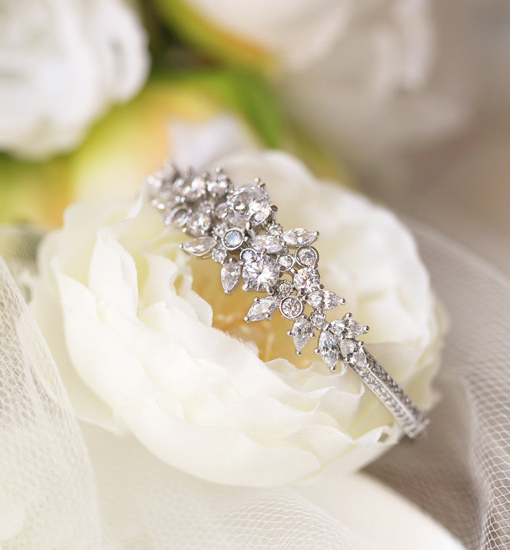 Fleur Crystal Bangle Bracelet - Amy O. Bridal